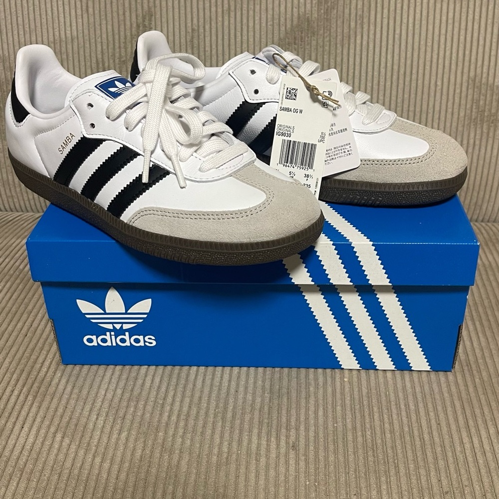 Adidas Samba OG White Black with Gray Suede Toe